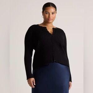 Quince Black Ribbed Cardigan